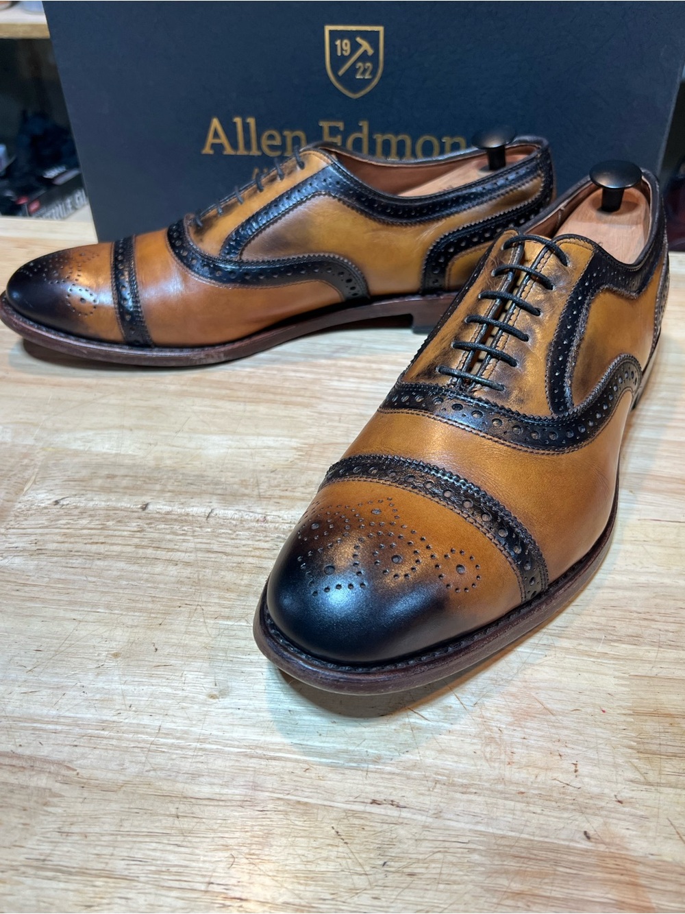 Allen Edmonds Strand Men’s Leather Cap Toe Oxfords w/ Patinas Sz 11.5D Made 🇺🇸